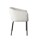 Avery Set of (2) Dining Chairs in Mist White Performance Fabric w/ Black Metal Leg