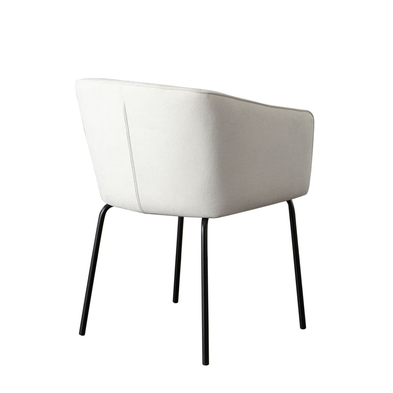 Avery Set of (2) Dining Chairs in Mist White Performance Fabric w/ Black Metal Leg