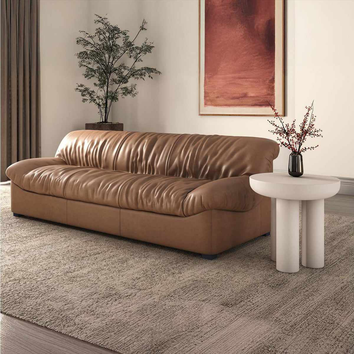 AZ-1005-03 Halston Sofa Tan Leather