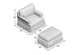 SU-117620-30-391043 Sunset Trading Horizon Slipcovered T-Cushion Chair with Ottoman | Performance Fabric Washable Water-Resistant Stain-Proof | Ocean Blue