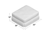 SU-108530-391081 Sunset Trading Americana Box Cushion Slipcovered Ottoman | Performance Fabric Washable Water-Resistant Stain-Proof | White
