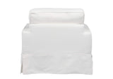 SU-108520-30-391081 Sunset Trading Americana Box Cushion Slipcovered Chair and Ottoman | Performance Fabric Washable Water-Resistant Stain-Proof | White