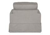 SU-108520-30-391094 Sunset Trading Americana Box Cushion Slipcovered Chair and Ottoman | Performance Fabric Washable Water-Resistant Stain-Proof | Gray