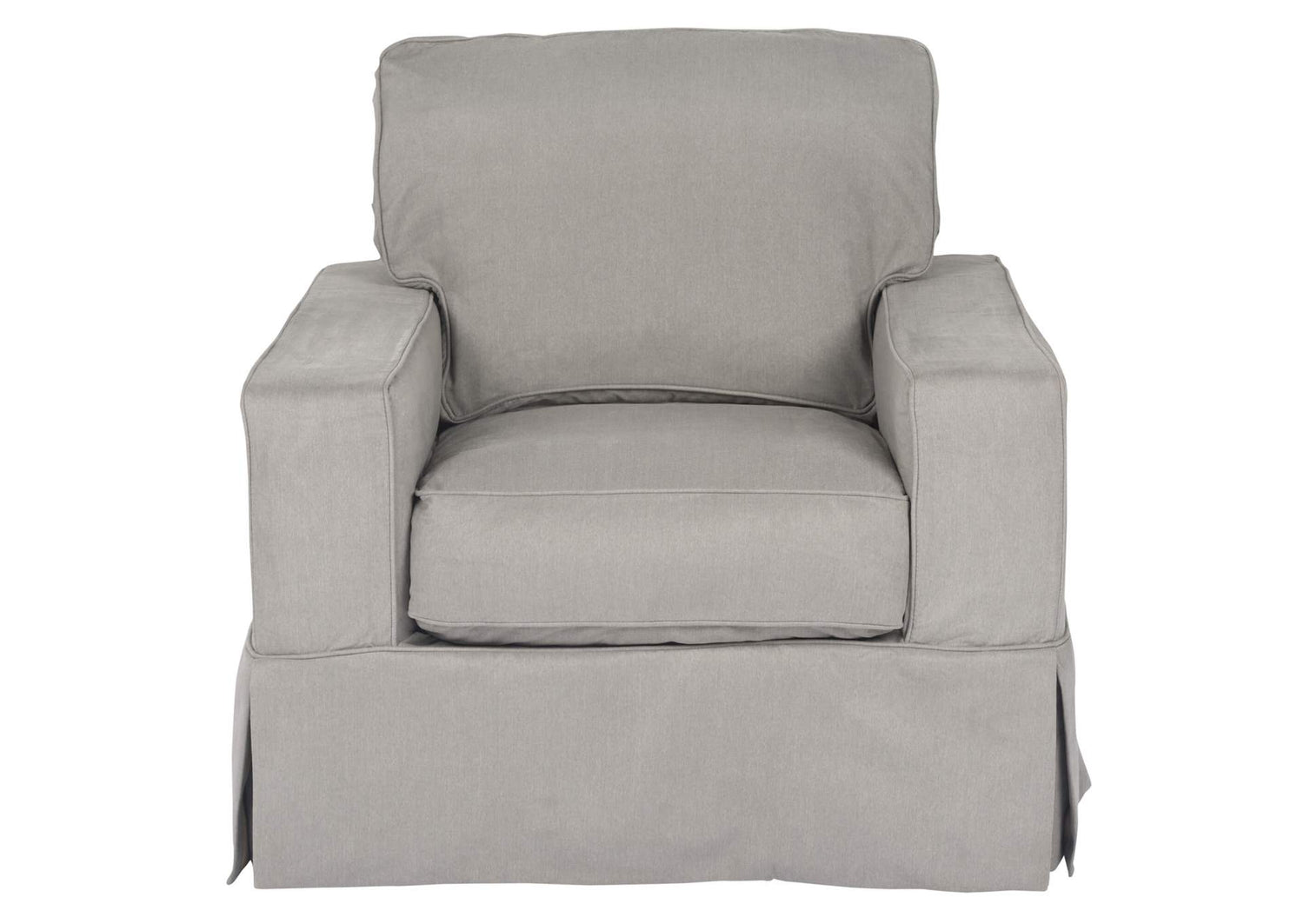 SU-108520-391094 Sunset Trading Americana Box Cushion Slipcovered Chair | Performance Fabric Washable Water-Resistant Stain-Proof | Gray