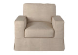 SU-108520-466082 Sunset Trading Americana Box Cushion Slipcovered Chair | Linen