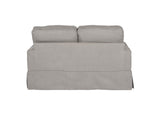 SU-108510-391094 Sunset Trading Americana Box Cushion Slipcovered Loveseat | Performance Fabric Washable Water-Resistant Stain-Proof | Gray
