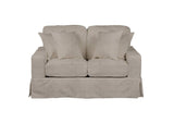 SU-108510-220591 Sunset Trading Americana Box Cushion Slipcovered Loveseat ÿ| Light Grayÿ