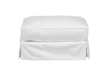 SU-108520-30-391081 Sunset Trading Americana Box Cushion Slipcovered Chair and Ottoman | Performance Fabric Washable Water-Resistant Stain-Proof | White