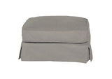 SU-108530-391094 Sunset Trading Americana Box Cushion Slipcovered Ottoman | Performance Fabric Washable Water-Resistant Stain-Proof | Gray
