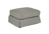 SU-108520-30-391094 Sunset Trading Americana Box Cushion Slipcovered Chair and Ottoman | Performance Fabric Washable Water-Resistant Stain-Proof | Gray