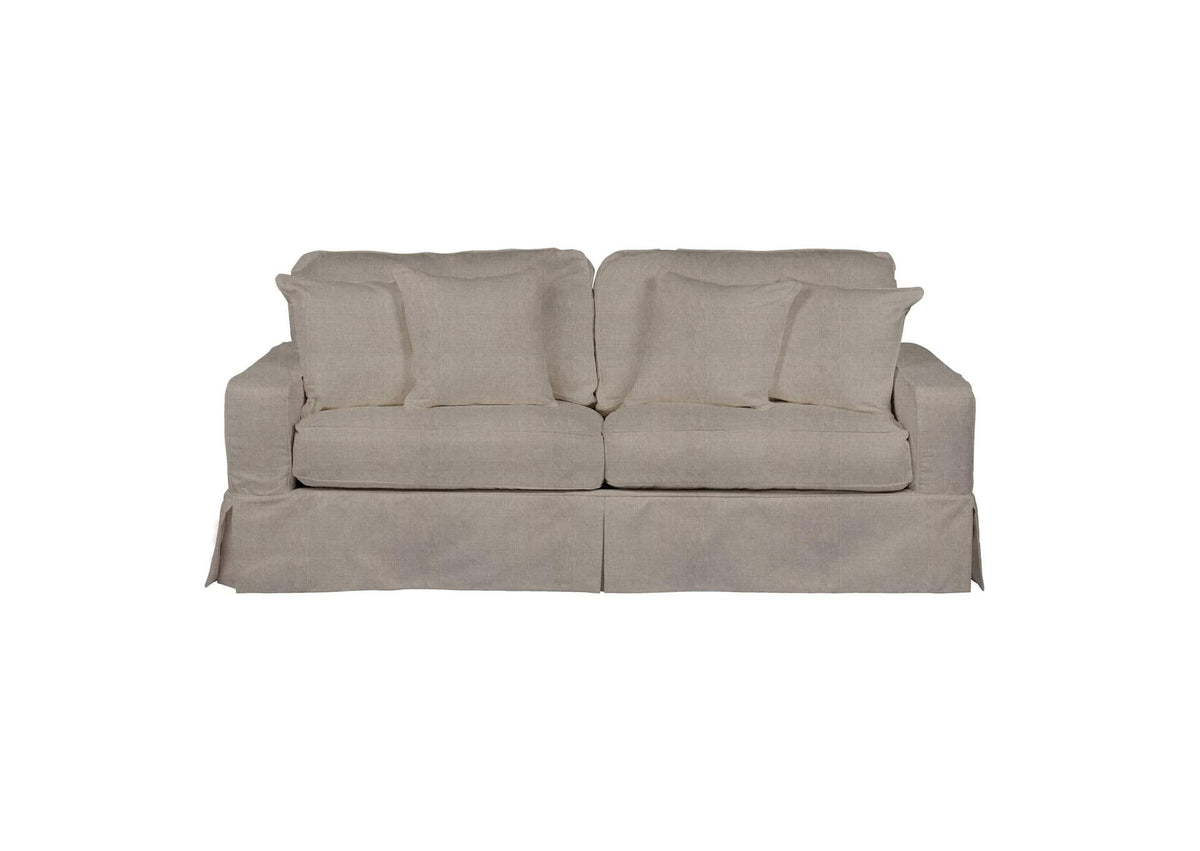 SU-108500-220591 Sunset Trading Americana Box Cushion Slipcovered Sofa | Light Gray