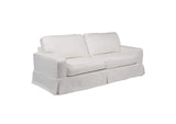 SU-108500-391081 Sunset Trading Americana Box Cushion Slipcovered Sofa | Performance Fabric Washable Water-Resistant Stain-Proof | White