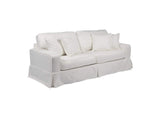 SU-108500-391081 Sunset Trading Americana Box Cushion Slipcovered Sofa | Performance Fabric Washable Water-Resistant Stain-Proof | White