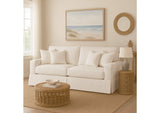 SU-108500-391081 Sunset Trading Americana Box Cushion Slipcovered Sofa | Performance Fabric Washable Water-Resistant Stain-Proof | White