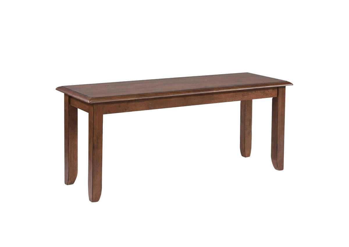 DLU-BR3660-C60-BNAM6P Sunset Trading Simply Brook 6 Piece Rectangular Dining Set with Bench | Amish Brown Solid Wood | Seats 7