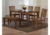 DLU-BR3660-C60-BNAM6P Sunset Trading Simply Brook 6 Piece Rectangular Dining Set with Bench | Amish Brown Solid Wood | Seats 7