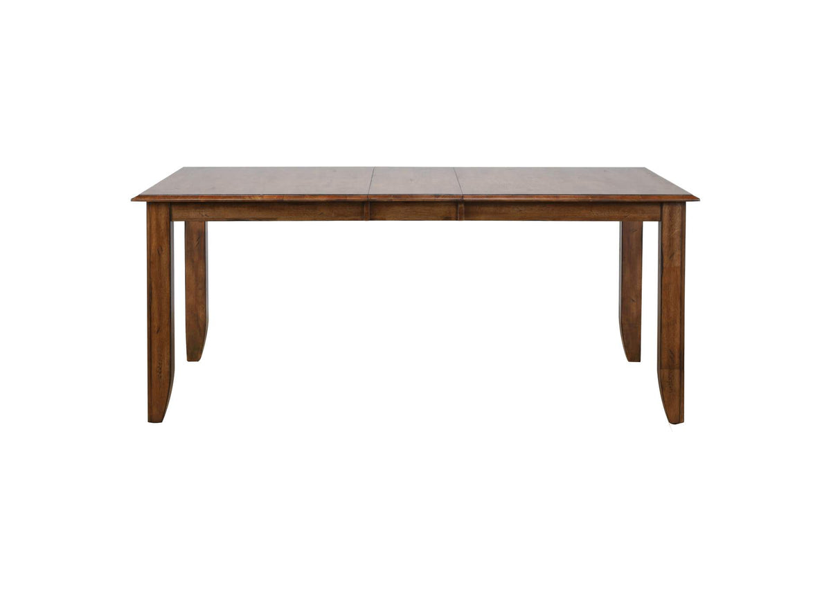 DLU-BR4272-C85-BNAM6P Sunset Trading Simply Brook 6 Piece 72" Rectangular Extendable Table Dining Set with Bench | 4 Upholstered Chairs | Amish Brown | Seats 8