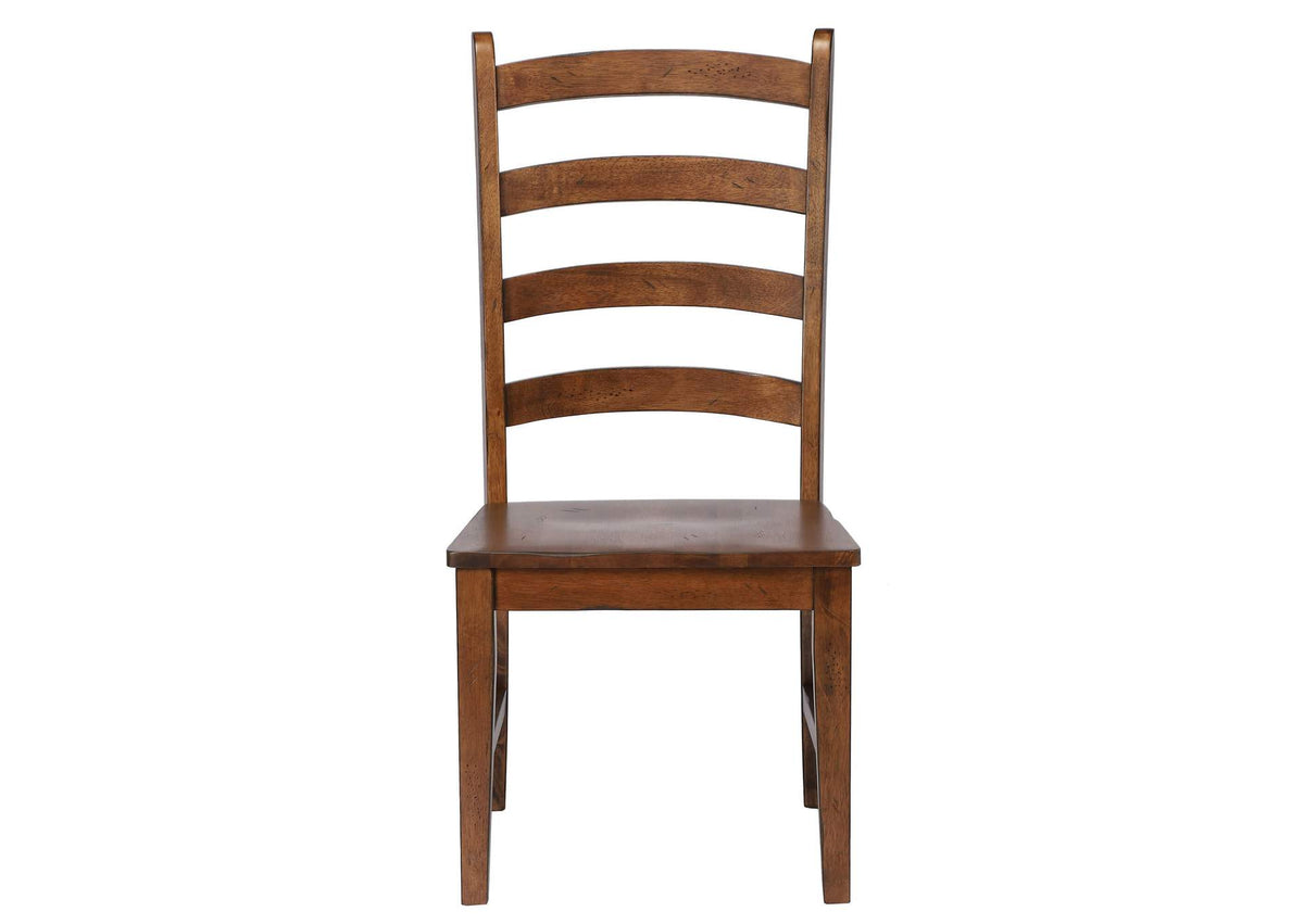 DLU-BR-C80-AM-2 Sunset Trading Simply Brook Ladder Back Dining Side Chair | Set of 2 | Amish Brown