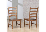 DLU-BR-C80-AM-2 Sunset Trading Simply Brook Ladder Back Dining Side Chair | Set of 2 | Amish Brown