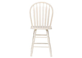 DLU-ADW-B824-AW-2 Sunset Trading Andrews Arrowback 24" Barstool | Antique White and Brown Solid Wood Counter Height Stool | Set of 2