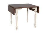 PK-ADW3448-820-AW3P Sunset Trading Andrews 3 Piece 48" Rectangular Dining Set | Expandable Drop Leaf Table | Antique White and Chestnut Brown | Arrowback Chairs | Seats 6