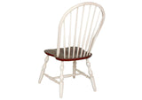 DLU-C30-AW-2 Sunset Trading Andrews Windsor Spindleback Dining Chair | Antique White with Chestnut Seat | Set of 2