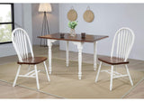 PK-ADW3448-AW Sunset Trading Andrews 48" Rectangular Extendable Drop Leaf Dining Table | Antique White with Chestnut Brown Top?| Seats 6
