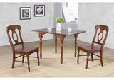 PK-ADW3448-C50-CT3P Sunset Trading Andrews 3 Piece 48" Rectangular Dining Set | Expandable Drop Leaf Table | Chestnut Brown | 2 Napoleon Chairs | Seats 6