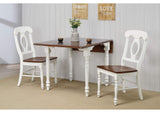 DLU-ADW-C50-AW-2 Sunset Trading Napoleon Dining Chair | Antique White and Chestnut | Set of 2