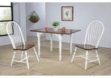 PK-ADW3448-C30-AW3P Sunset Trading Andrews 3 Piece 48" Rectangular Dining Set | Expandable Drop Leaf Table | Antique White and Chestnut Brown | Spindleback Chairs | Seats 6