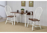 PK-ADW3448-C30-AW3P Sunset Trading Andrews 3 Piece 48" Rectangular Dining Set | Expandable Drop Leaf Table | Antique White and Chestnut Brown | Spindleback Chairs | Seats 6