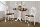 DLU-ADW4242CB-B50-AW3PC Sunset Trading 3 Piece Andrews 42" Round Drop Leaf Pub Table Set with Napoleon Stools