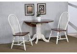 DLU-ADW4242-C30-AW3PC Sunset Trading 3 Piece 42" Round Drop Leaf Dining Set | Chestnut with Spindleback Chairs