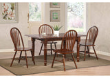 PK-ADW3660-820-CT5P Sunset Trading Andrews 5 Piece 60" Rectangular Extendable Dining Set with Arrowback Chairs | Butterfly Leaf Table | Chestnut Brown