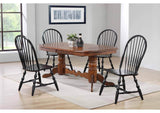 DLU-ADW4296CT-C30-AB5PC Sunset Trading Andrews 5 Piece Double Pedestal Dining Set | Chestnut Table with Antique Black Windsor Chairs