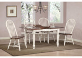 DLU-C30-AW-2 Sunset Trading Andrews Windsor Spindleback Dining Chair | Antique White with Chestnut Seat | Set of 2