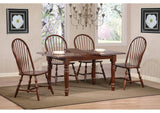 PK-ADW3660-C30-CT5P Sunset Trading Andrews 5 Piece 60" Rectangular Extendable Dining Set | Butterfly Leaf Table | 4 Windsor Spindleback Chairs | Chestnut Brown | Seats 6
