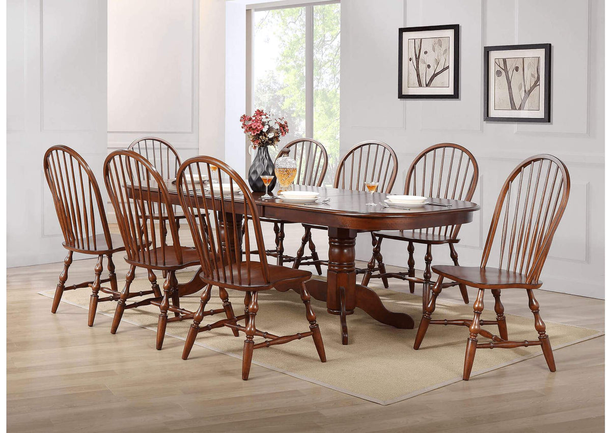 DLU-ADW4296-CT Sunset Trading Double Pedestal Extendable Dining Table