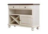 DLU-ADW-SER-AW Sunset Trading Andrews Server | Antique White with Chestnut Top