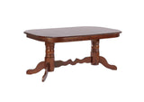 DLU-ADW4296CT-C30-AB5PC Sunset Trading Andrews 5 Piece Double Pedestal Dining Set | Chestnut Table with Antique Black Windsor Chairs