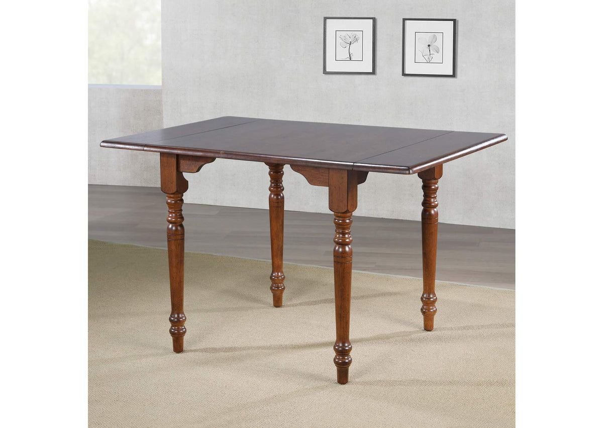 PK-ADW3448-CT Sunset Trading Andrews 48" Rectangular Extendable Drop Leaf Dining Table | Chestnut Brown | Seats 6