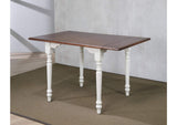 PK-ADW3448-AW Sunset Trading Andrews 48" Rectangular Extendable Drop Leaf Dining Table | Antique White with Chestnut Brown Top?| Seats 6