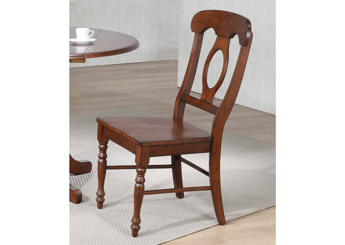 DLU-ADW-C50-CT-2 Sunset Trading Napoleon Dining Chair | Chestnut | Set of 2