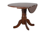 DLU-ADW4242-CT Sunset Trading Andrews 42" Round Drop Leaf Dining Table | Chestnut Brown | Seats 6