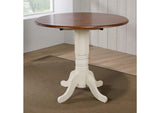 DLU-ADW4242CB-AW Sunset Trading Round Drop Leaf Pub Table | Antique White with Chestnut Top