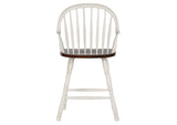 DLU-ADW-B3024A-AW-2 Sunset Trading Andrews 24" Counter Height Windsor Arm Stool | Antique White and Chestnut Brown| Set of 2