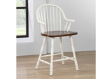 DLU-ADW-B3024A-AW-2 Sunset Trading Andrews 24" Counter Height Windsor Arm Stool | Antique White and Chestnut Brown| Set of 2