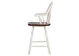 DLU-ADW-B3024A-AW-2 Sunset Trading Andrews 24" Counter Height Windsor Arm Stool | Antique White and Chestnut Brown| Set of 2