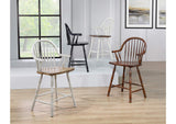 DLU-ADW-B3024A-AW-2 Sunset Trading Andrews 24" Counter Height Windsor Arm Stool | Antique White and Chestnut Brown| Set of 2