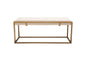 Babylon Large Bench Ottoman w/ Brushed Gold Frame & Padded Seat in Sand Linen by Diamond Sofa